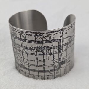 Design‎ Hype Chicago CTA Transit Map Stainless Steel Cuff Bracelet 2" Wide